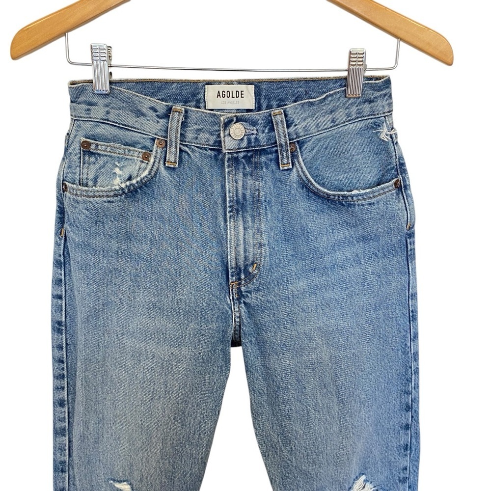 AGOLDE Mia Mid Rise Straight Distressed Jeans In Rule Size 24 - Picture 3 of 11